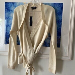 Magaschoni Balletcore Wrap Cashmere Sweater, Medium